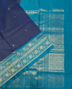 VST270 - navy blue color body , blue color pallu , blouse - Pure silk saree