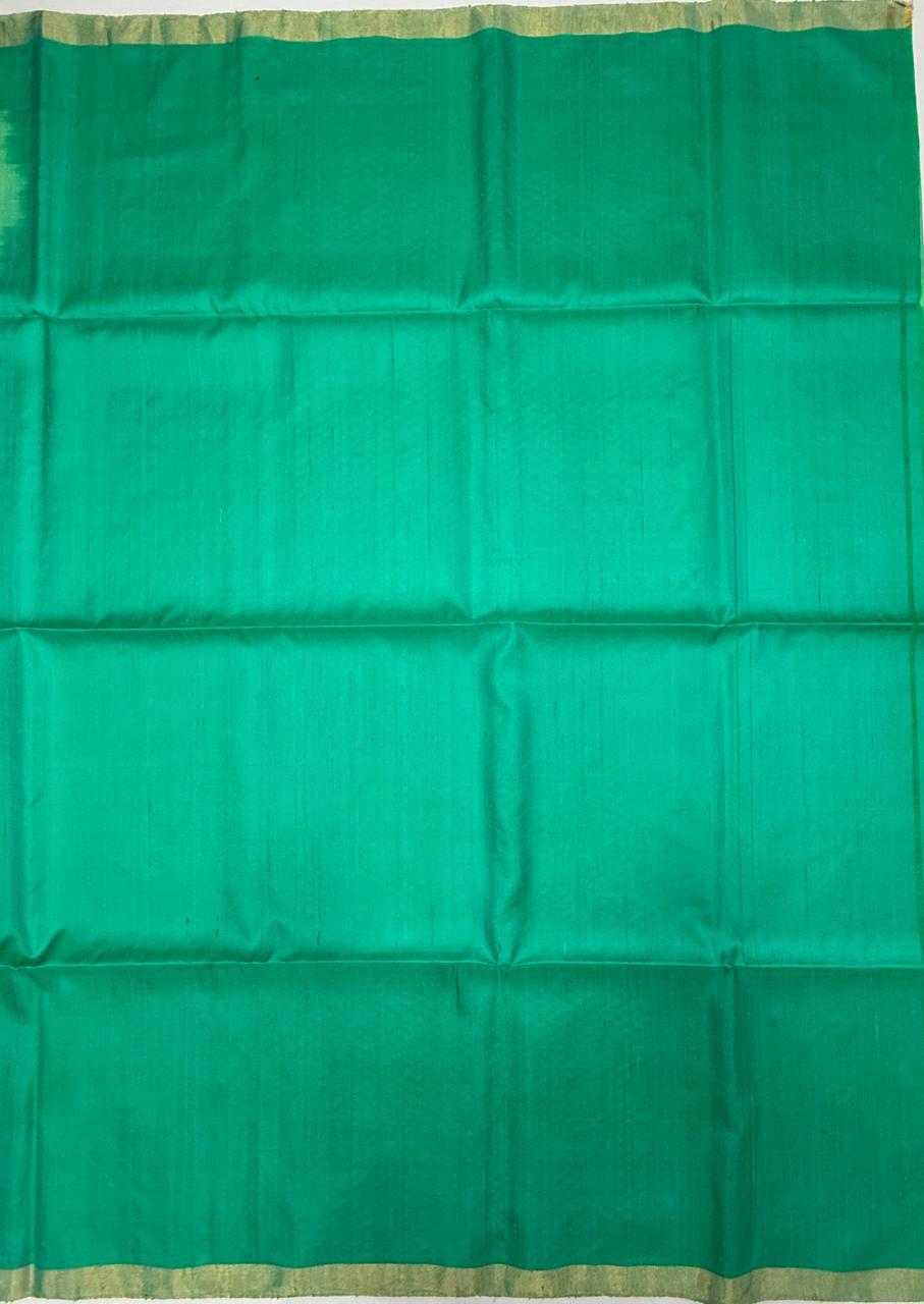 VST271 - bluish green color body ,pallu , blouse - Pure silk saree