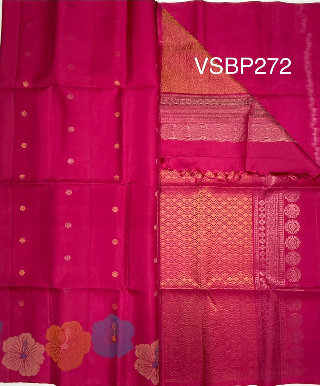 VST272 - magenta color body , pallu , blouse - Pure silk saree