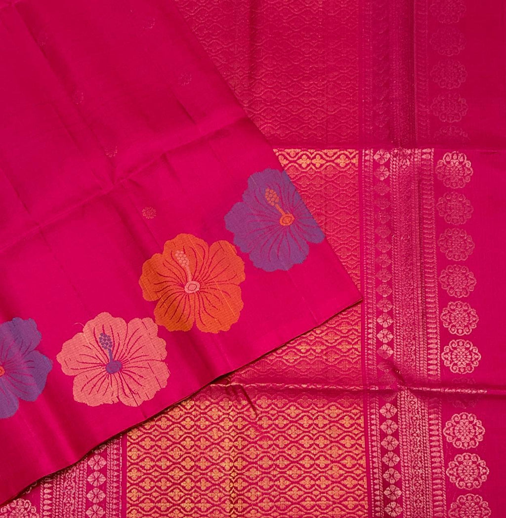 VST272 - magenta color body , pallu , blouse - Pure silk saree