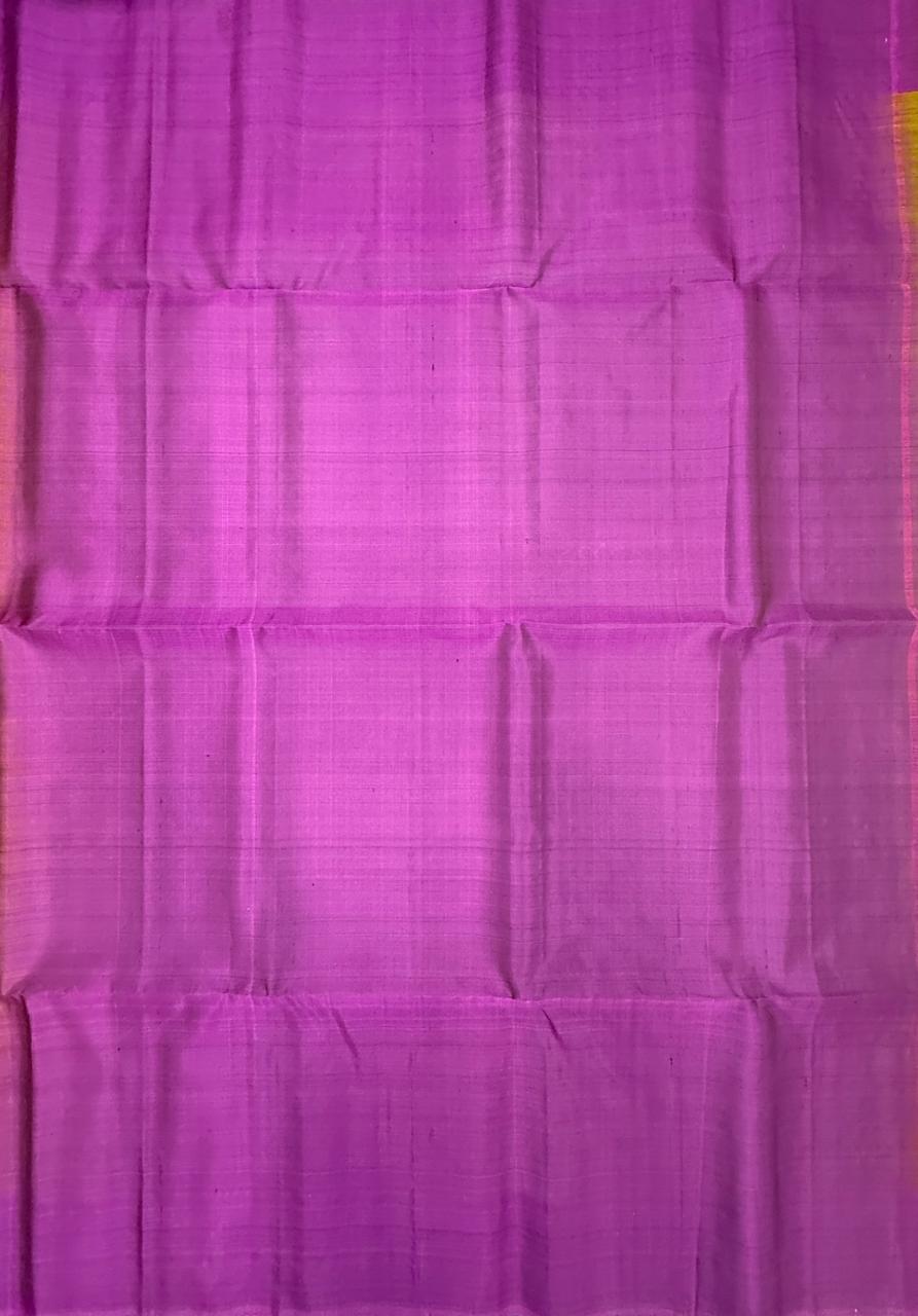 VSCB616 - rust orange color body , violet color pallu , blouse - Pure silk saree