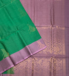 VSCB615 - green color body , lavender color pallu , blouse - Pure silk saree
