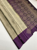 VSCB620 - grey color body , dark purple color pallu , blouse - Pure silk saree