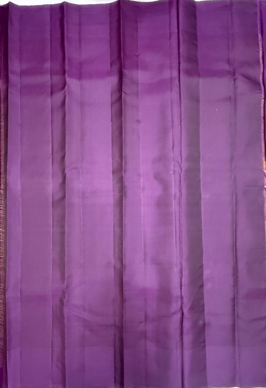 VSCB620 - grey color body , dark purple color pallu , blouse - Pure silk saree