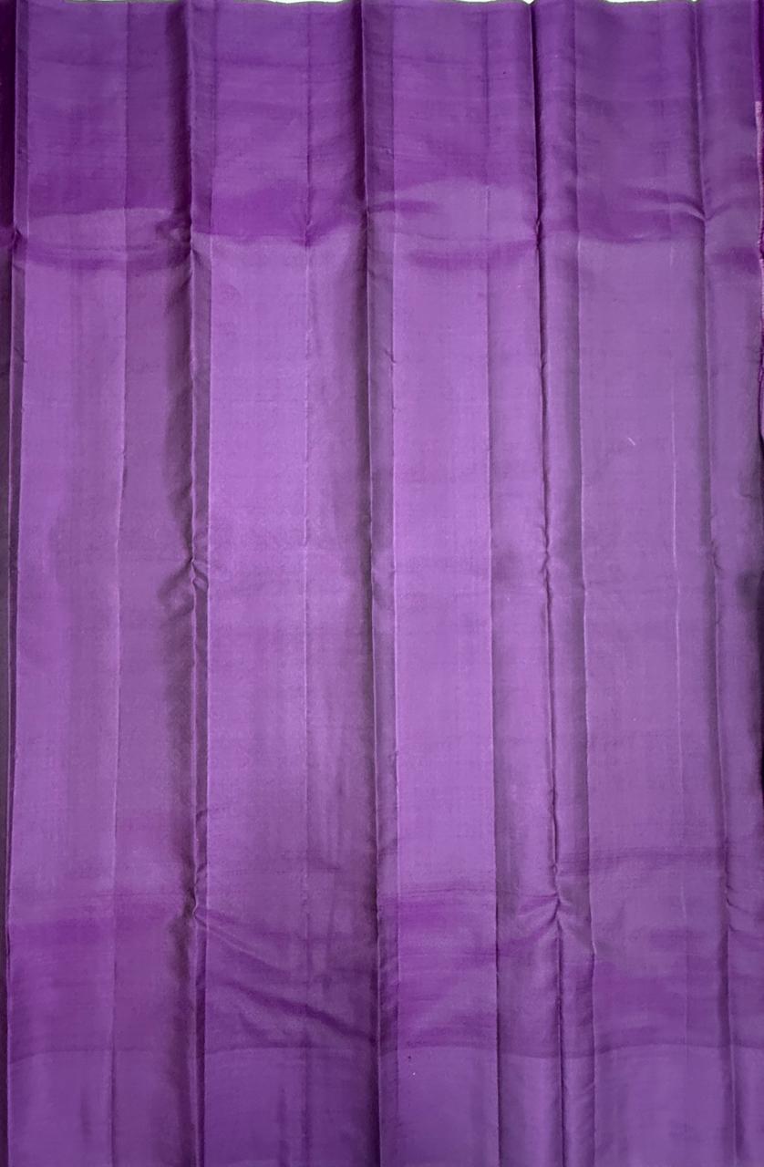 VSCB622 - sandal with black color body , dark purple color pallu , blouse - Pure silk saree