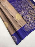 VSCB623 - onion pink color body , ink blue color pallu , blouse - Pure silk saree