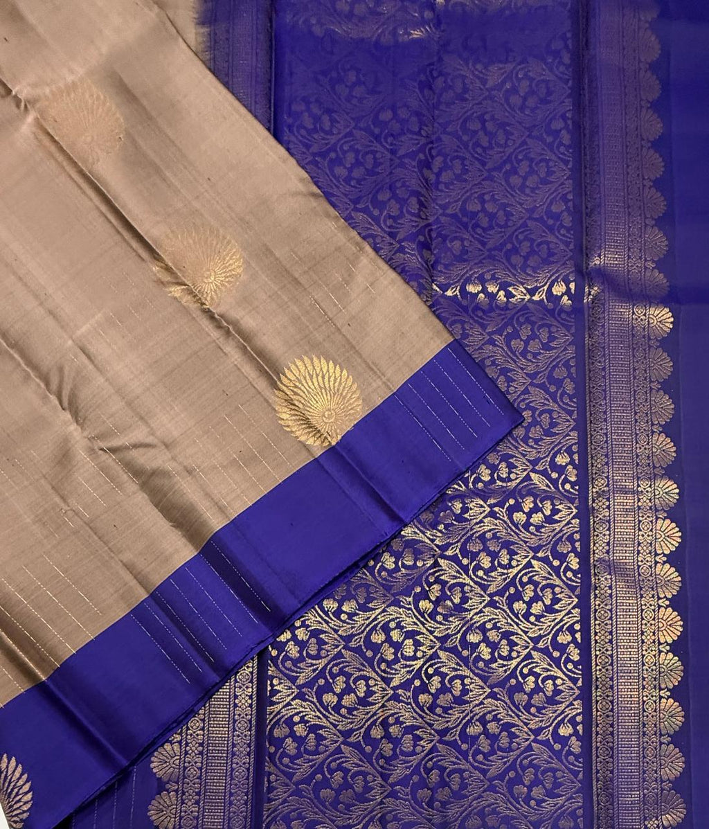 VSCB623 - onion pink color body , ink blue color pallu , blouse - Pure silk saree