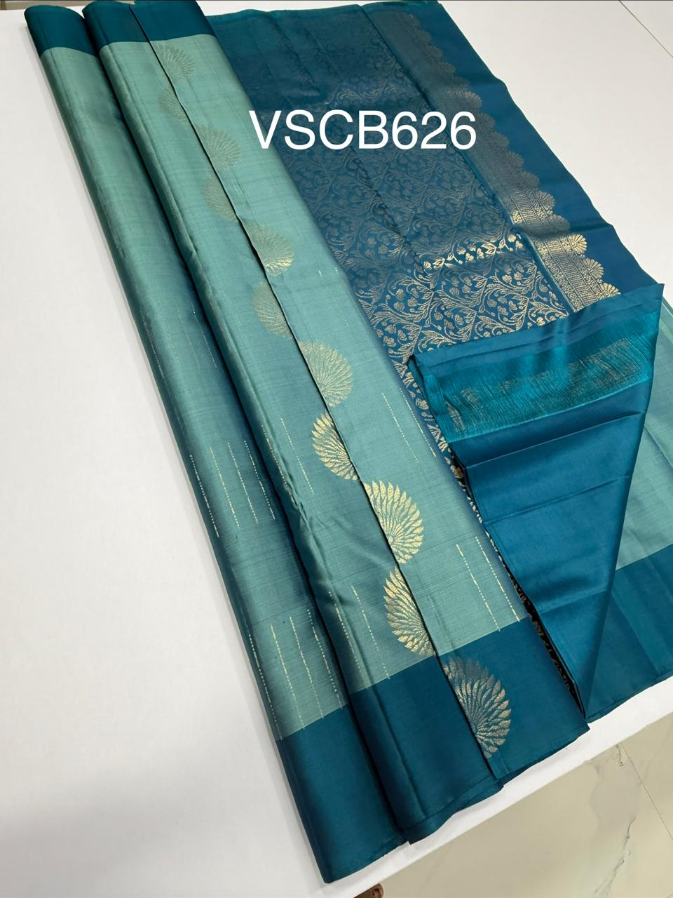 VSCB626 - dual blue color body , blue color pallu , blouse - Pure silk saree