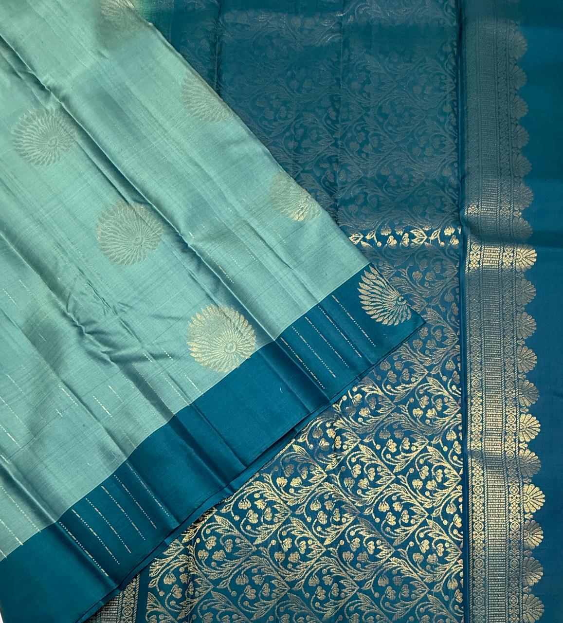 VSCB626 - dual blue color body , blue color pallu , blouse - Pure silk saree
