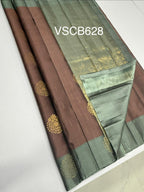 VSCB628 - onion pink color body , pastel blue color pallu , blouse - Pure silk saree
