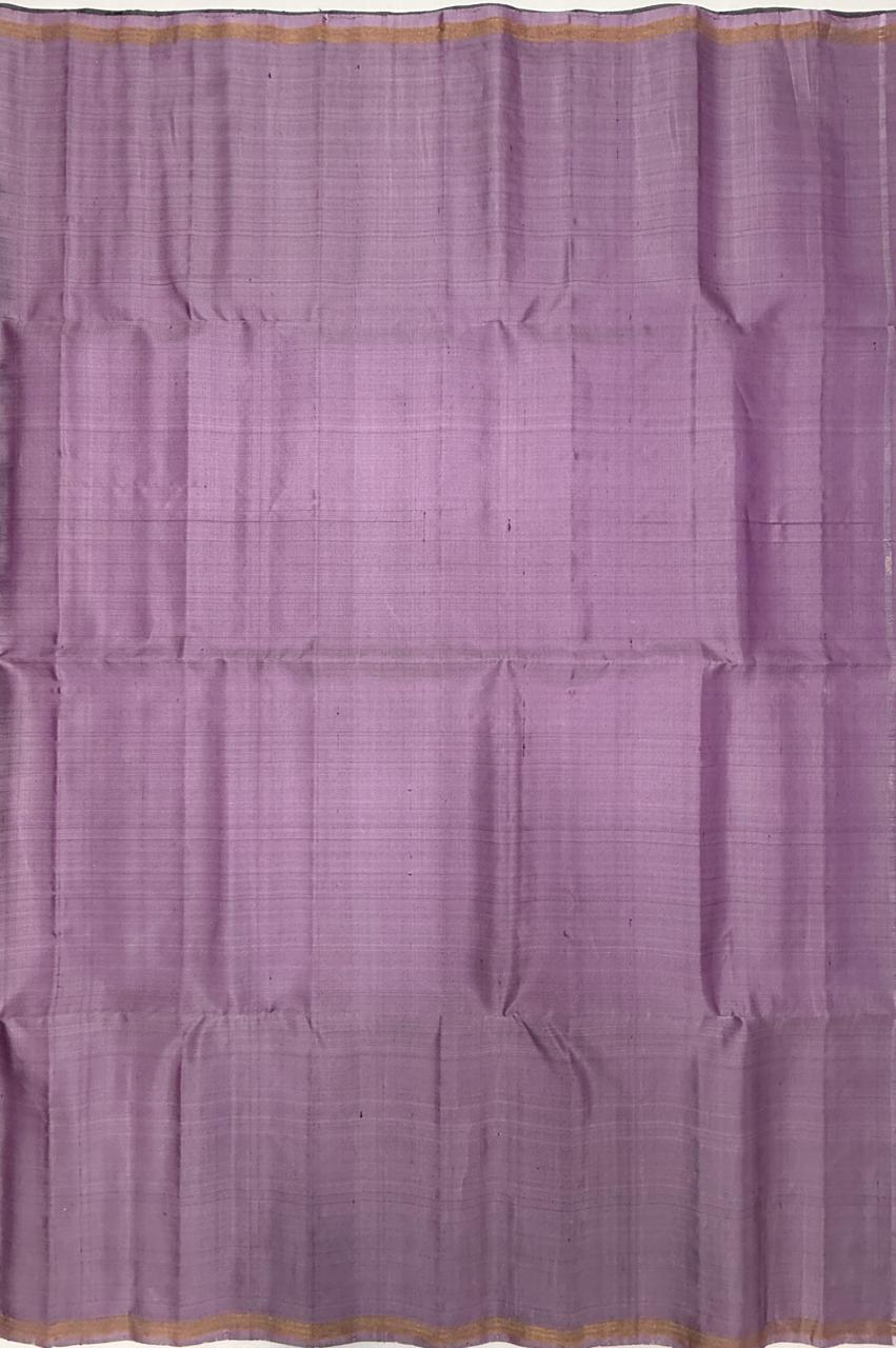 VSBL406 - dark grey color body , lavender color pallu , blouse - Pure silk saree