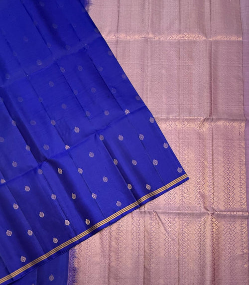 VSBL407 - royal blue color body , lavender color pallu , blouse - Pure silk saree