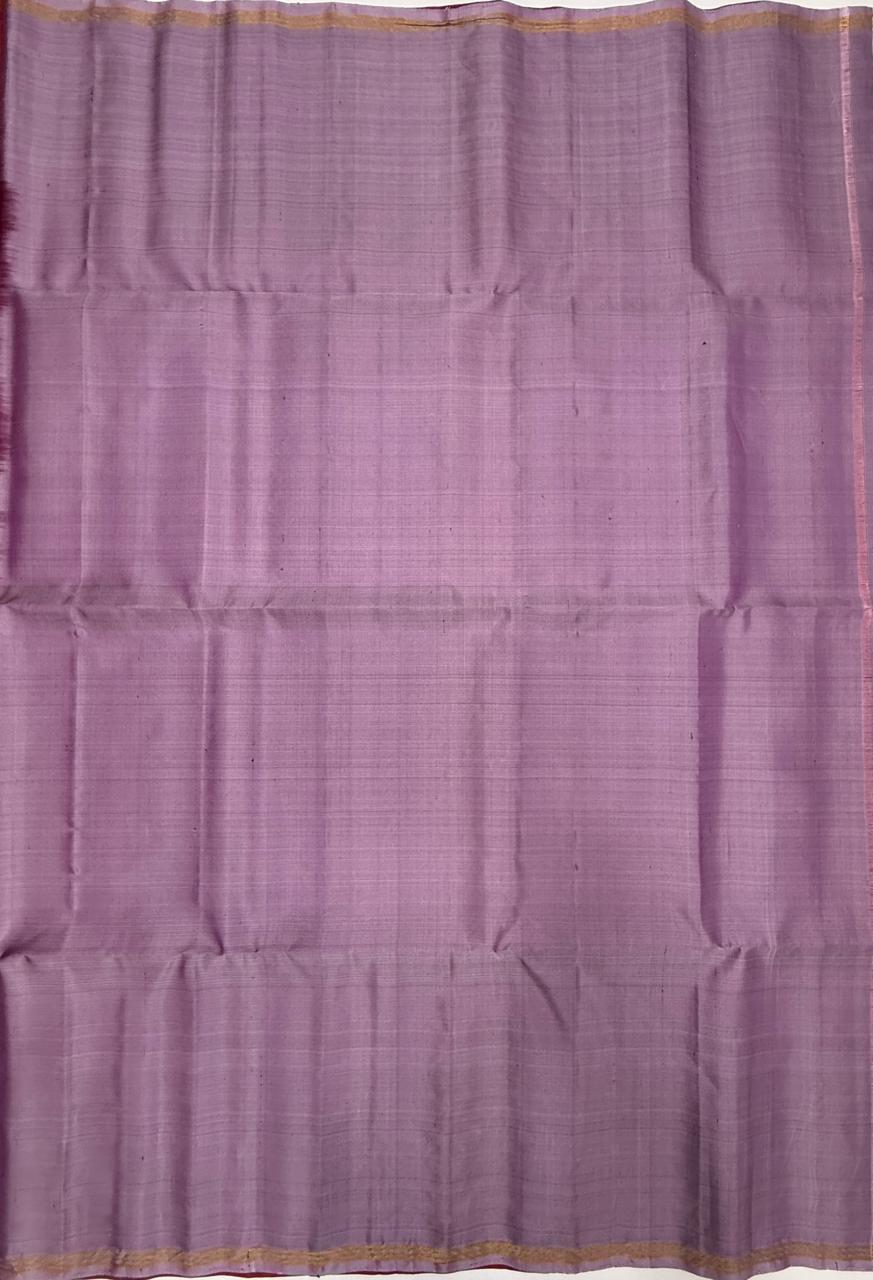 VSBL408 - maroon color body , lavender color pallu , blouse - Pure silk saree