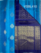 VSBL410- blue color body , navy blue color pallu , blouse - Pure silk saree