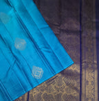 VSBL410- blue color body , navy blue color pallu , blouse - Pure silk saree