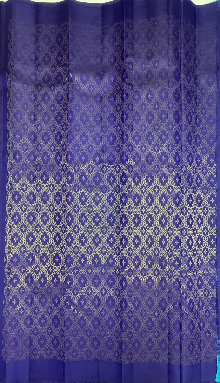 VSBL410- blue color body , navy blue color pallu , blouse - Pure silk saree
