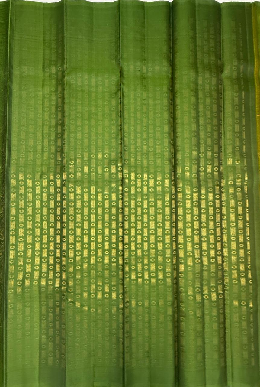 VSBL415 - mustard color body , green color pallu , blouse - Pure silk saree