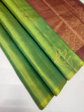 VSBL416 - dual green color body , onion pink color pallu , blouse - Pure silk saree