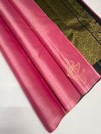 VSBL417 - pink color body , green color pallu , blouse - Pure silk saree