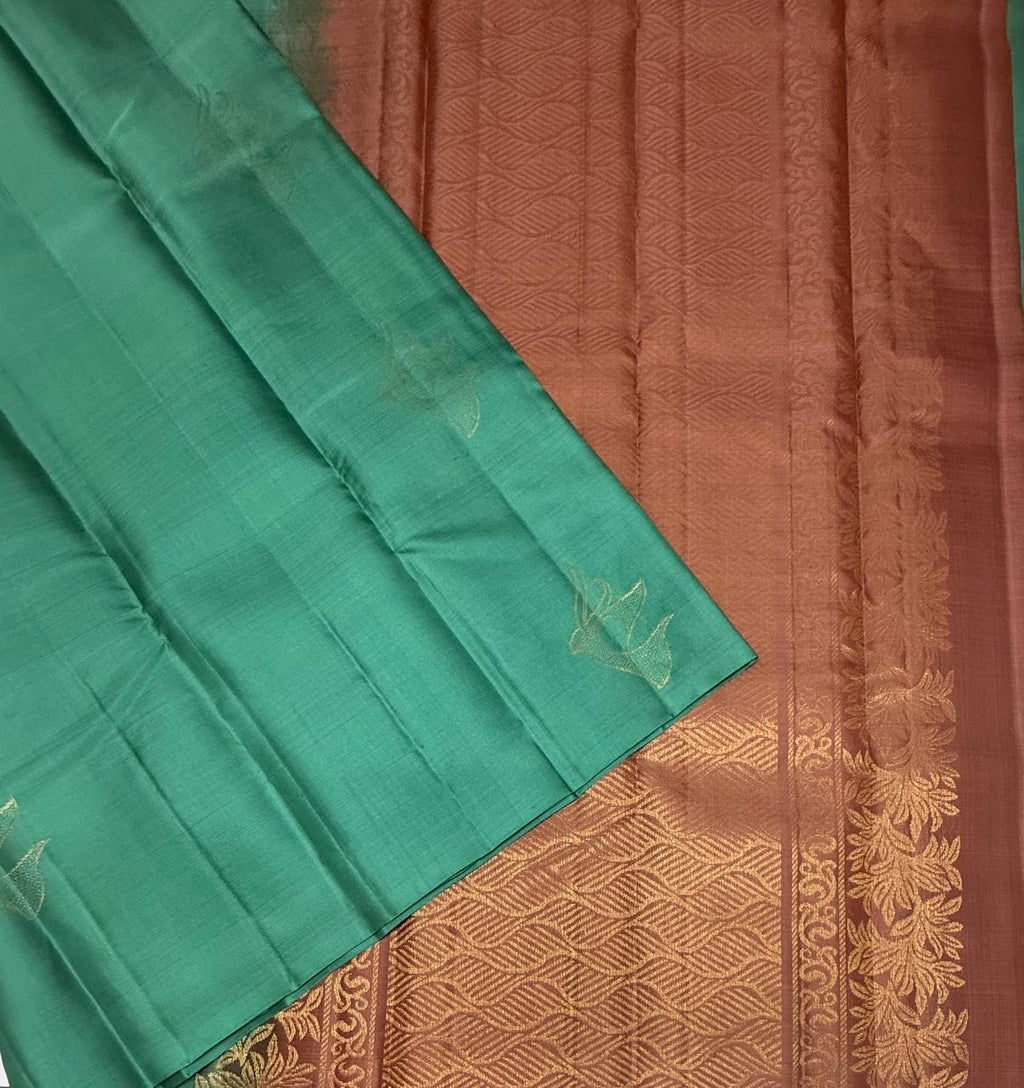 VSBL418 - pastel blue color body , onion pink color pallu , blouse - Pure silk saree