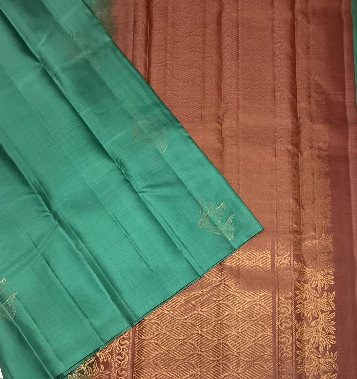 VSBL418 - pastel blue color body , onion pink color pallu , blouse - Pure silk saree
