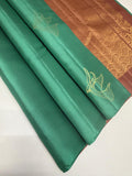 VSBL418 - pastel blue color body , onion pink color pallu , blouse - Pure silk saree