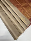 VSBL413 - light beige color body , onion pink color pallu , blouse - Pure silk saree