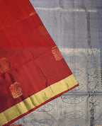 VSZB253 - maroon color body , light lavender color pallu , blouse - Pure silk saree
