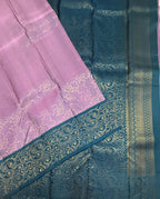 VSA665 - lavender color body , peacock blue color pallu , blouse pure silk saree