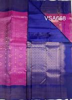 VSA668 - purple violet color body , blue color pallu , blouse pure silk saree