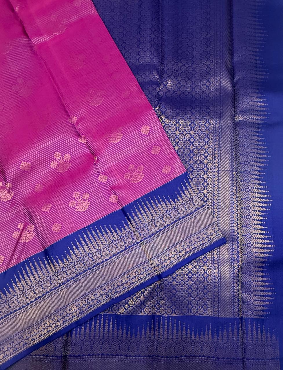 VSA668 - purple violet color body , blue color pallu , blouse pure silk saree