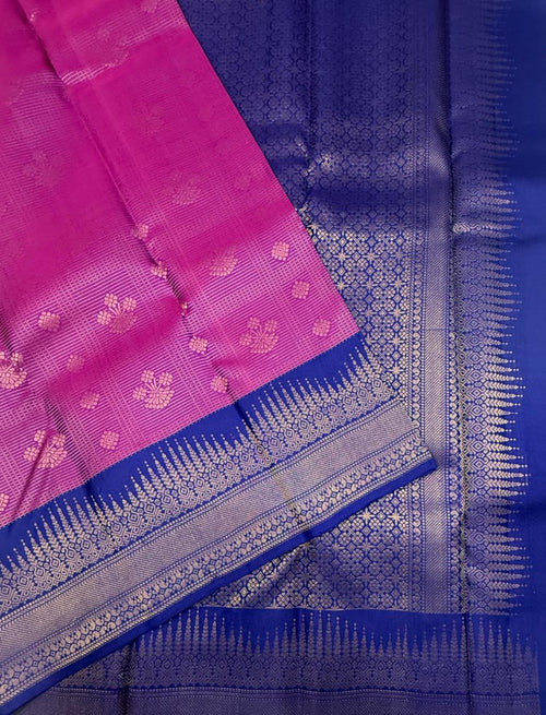 VSA668 - purple violet color body , blue color pallu , blouse pure silk saree