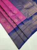 VSA668 - purple violet color body , blue color pallu , blouse pure silk saree
