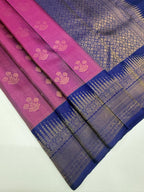 VSA668 - purple violet color body , blue color pallu , blouse pure silk saree