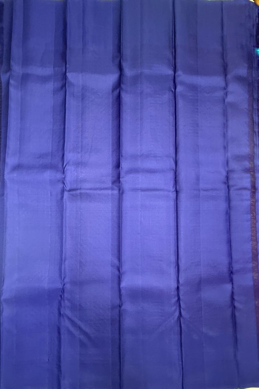 VSA668 - purple violet color body , blue color pallu , blouse pure silk saree