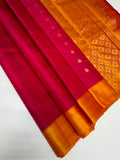 VSOH448 - pink color body , yellow color pallu , blouse - Pure silk saree