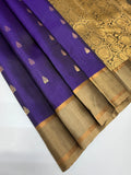 VSOH449 - violet color body , beige color pallu , blouse - Pure silk saree