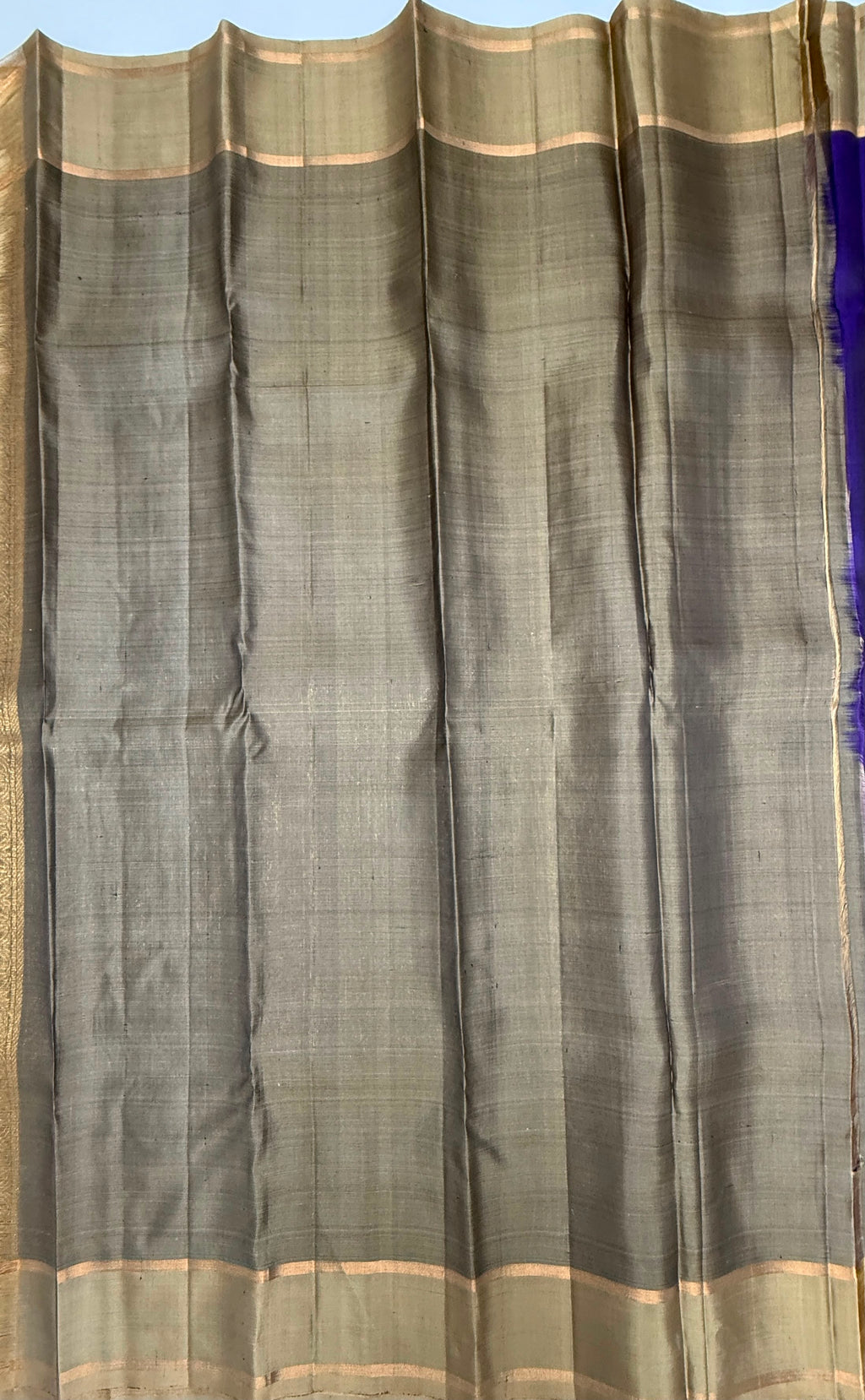 VSOH449 - violet color body , beige color pallu , blouse - Pure silk saree