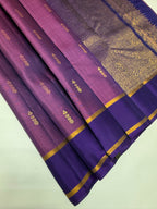 VSOH450 - dark lavender color body , violet color pallu , blouse - Pure silk saree