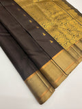 VSOH457- daark brown color body , beige color pallu , blouse - Pure silk saree