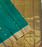 VSOH458 - peacock green color body , beige color pallu , blouse - Pure silk saree