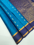VSOH459 - royal blue color body , navy blue color pallu , blouse - Pure silk saree