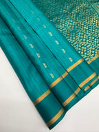 VSOH460 - sea blue color body , dark sea blue color pallu , blouse - Pure silk saree