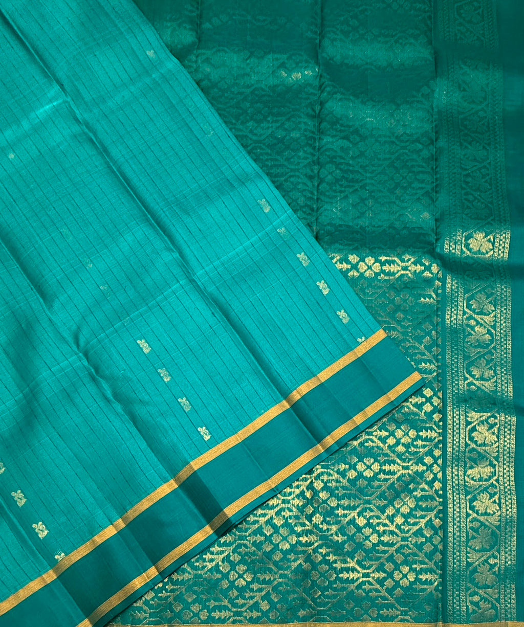 VSOH460 - sea blue color body , dark sea blue color pallu , blouse - Pure silk saree