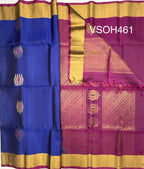 VSOH461- royal blue color body , purple color pallu , blouse - Pure silk saree