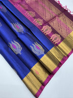 VSOH461- royal blue color body , purple color pallu , blouse - Pure silk saree