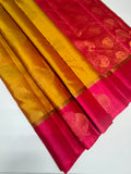 VSF1037 - mustard color body , pink color pallu,blouse - Pure silk saree