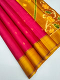 VSF1041 - pink color body ,yellow color pallu,blouse - Pure silk saree