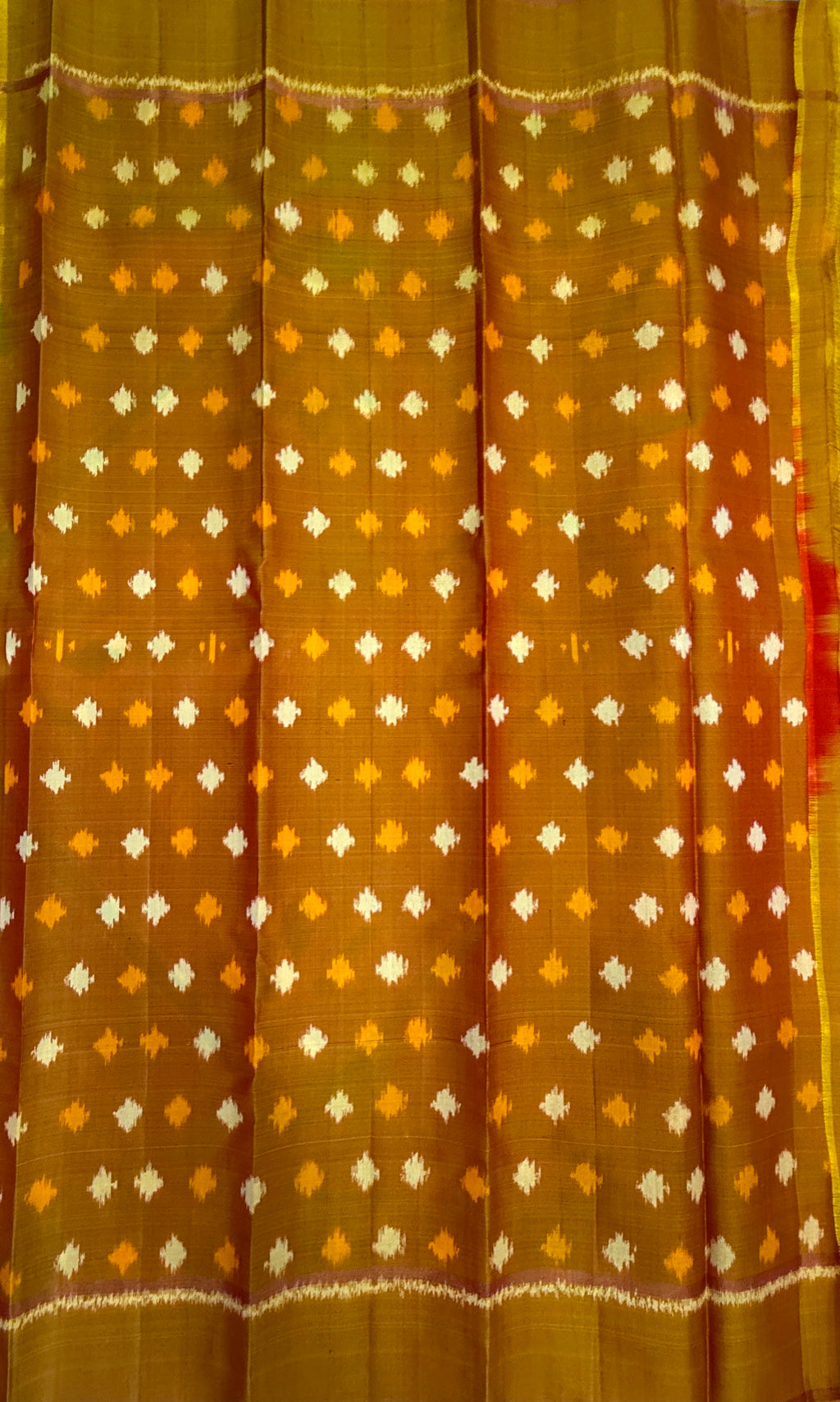 VSF1042 - orange color body ,yellow color pallu,blouse - Pure silk saree