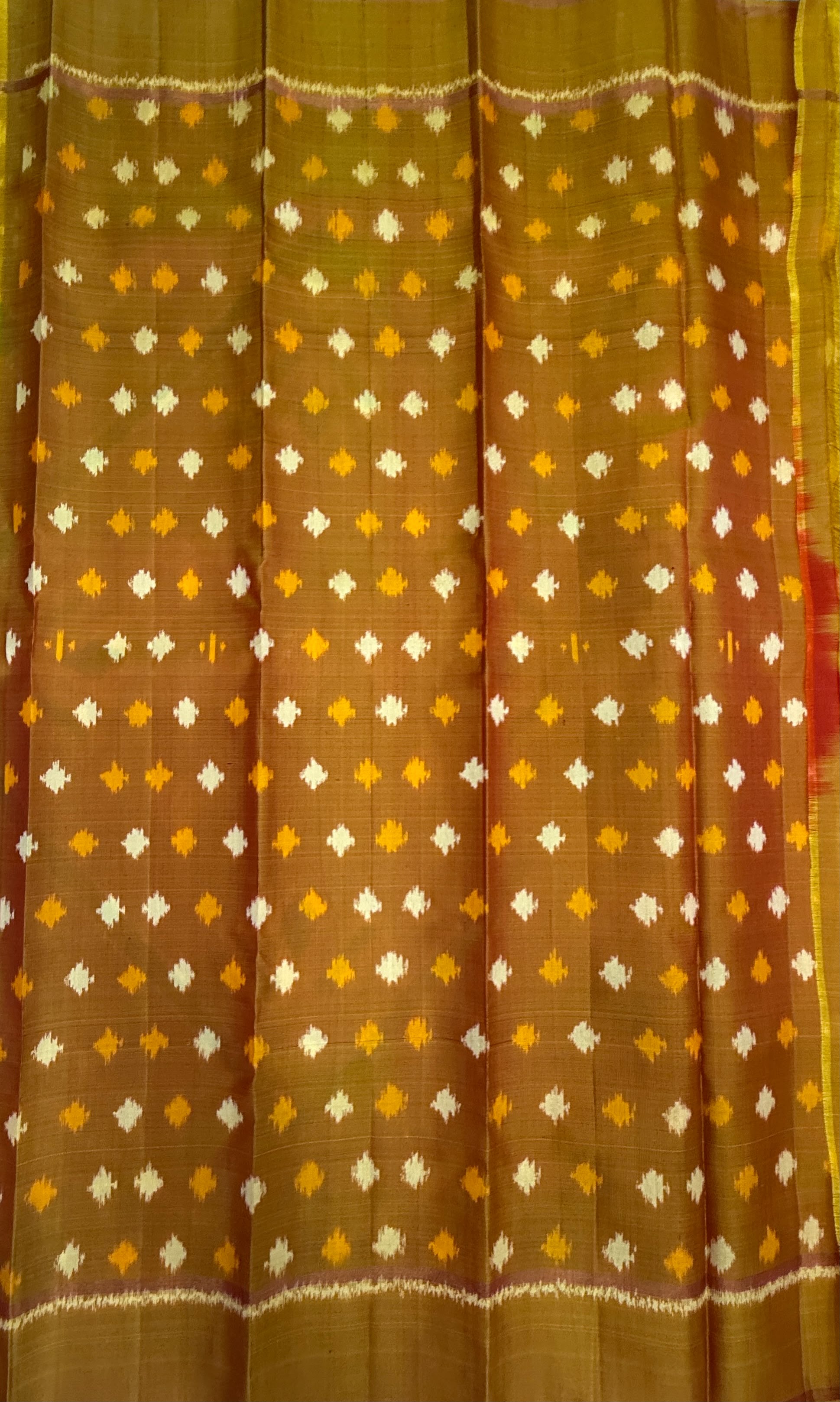 VSF1042 - orange color body ,yellow color pallu,blouse - Pure silk saree